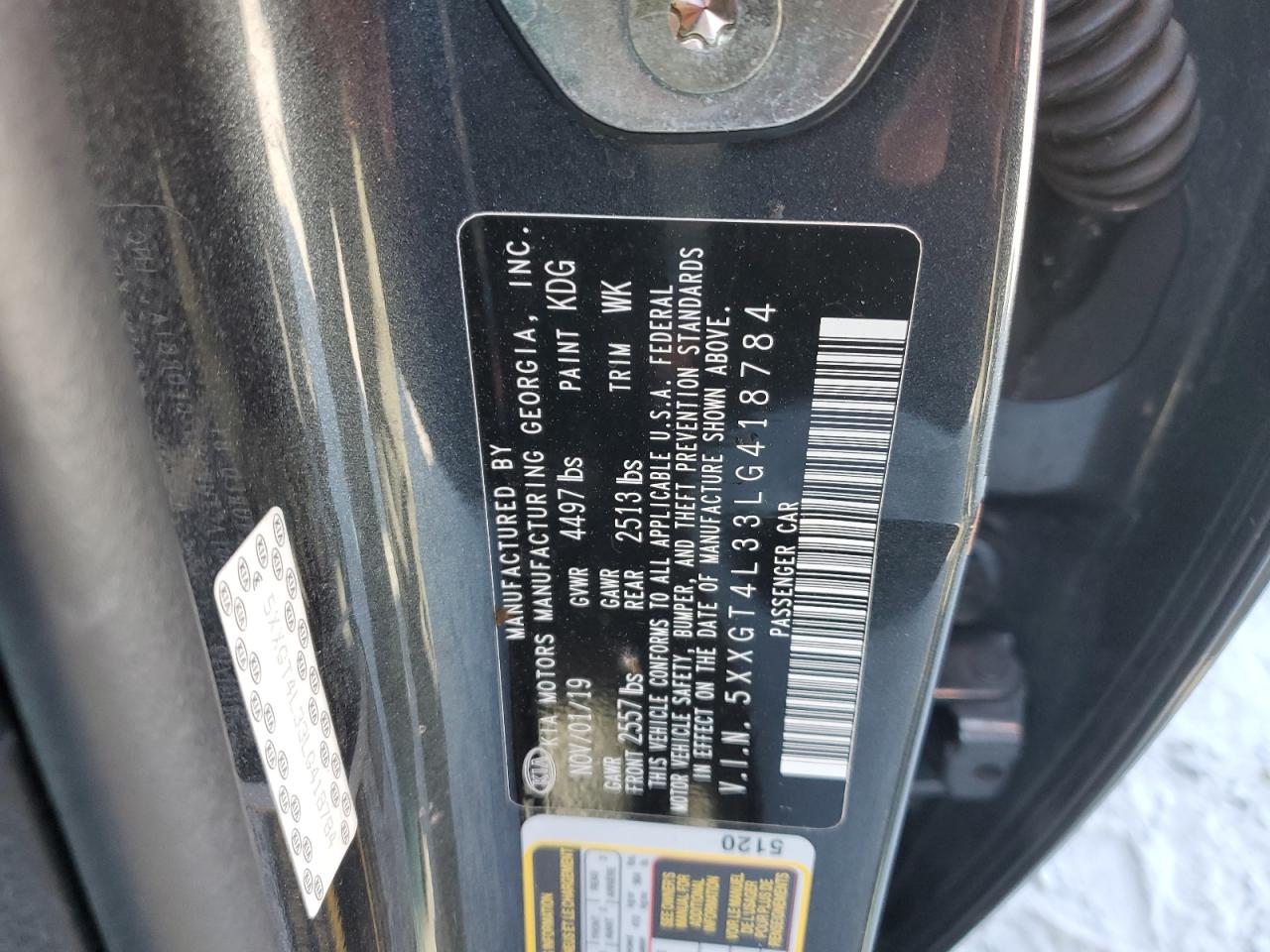 5XXGT4L33LG418784 2020 Kia Optima Lx