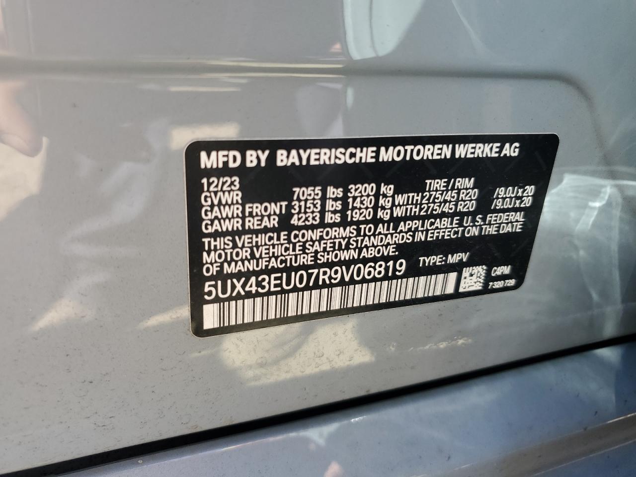 5UX43EU07R9V06819 2024 BMW X5 xDrive50E