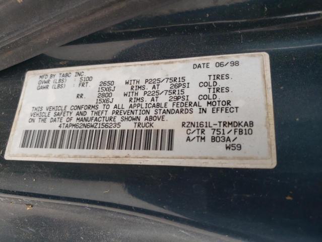 1998 Toyota Tacoma VIN: 4TAPM62N6WZ156235 Lot: 53400214