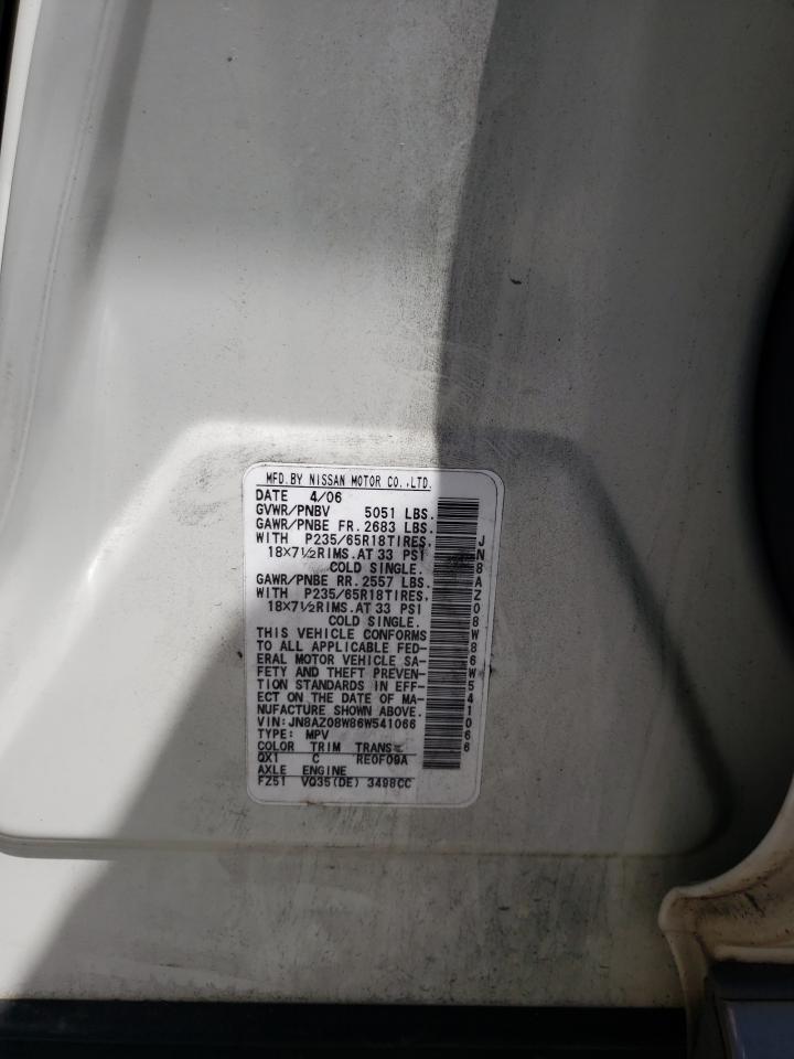 JN8AZ08W86W541066 2006 Nissan Murano Sl