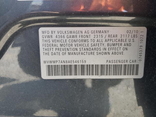 2010 Volkswagen Cc Sport VIN: WVWMP7AN8AE546159 Lot: 54332234