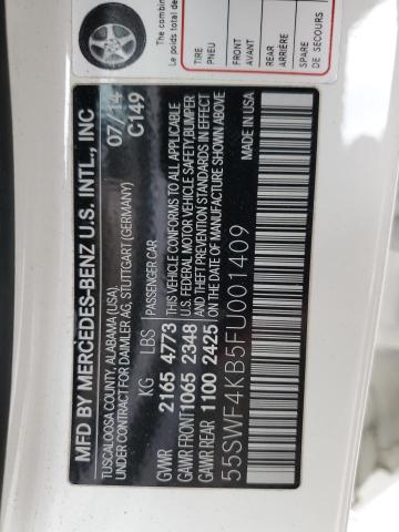 2015 Mercedes-Benz C 300 4Matic VIN: 55SWF4KB5FU001409 Lot: 55524604