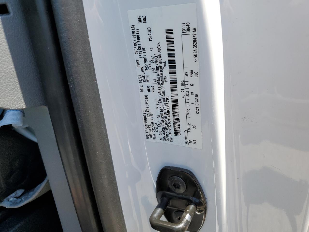 1FTEX1CB4MKE68795 FORD F-150 2021