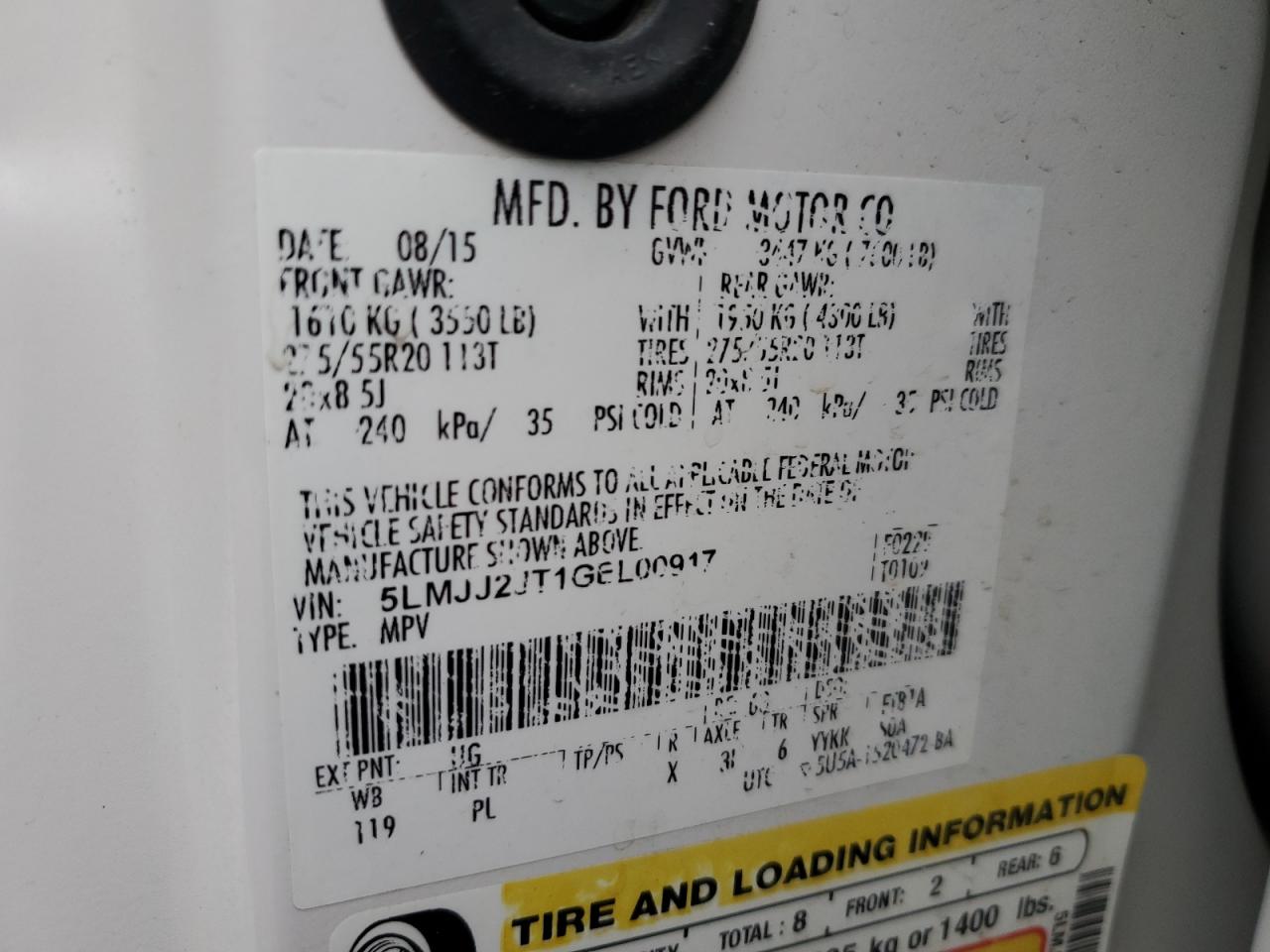 5LMJJ2JT1GEL00917 2016 Lincoln Navigator Select