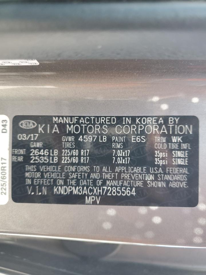 KNDPM3ACXH7285564 2017 Kia Sportage Lx