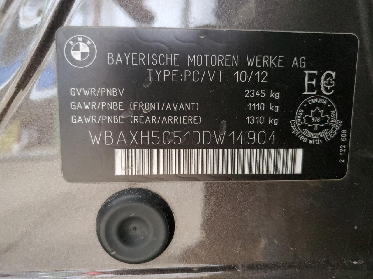 WBAXH5C51DDW14904 2013 BMW 528 Xi