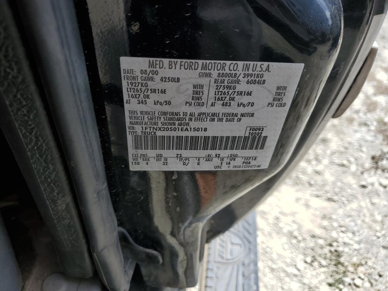 1FTNX20S01EA15018 2001 Ford F250 Super Duty