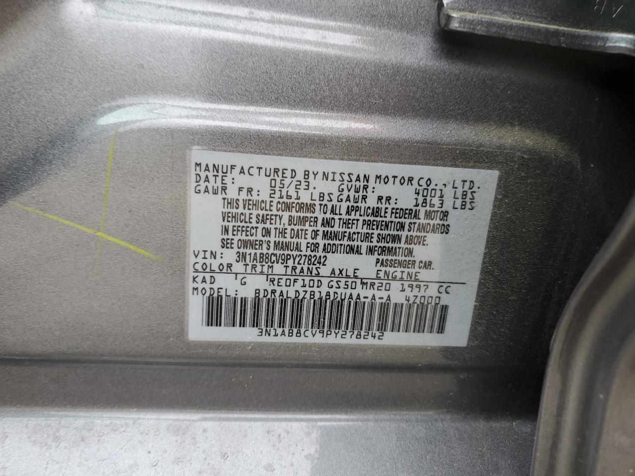 3N1AB8CV9PY278242 2023 Nissan Sentra Sv