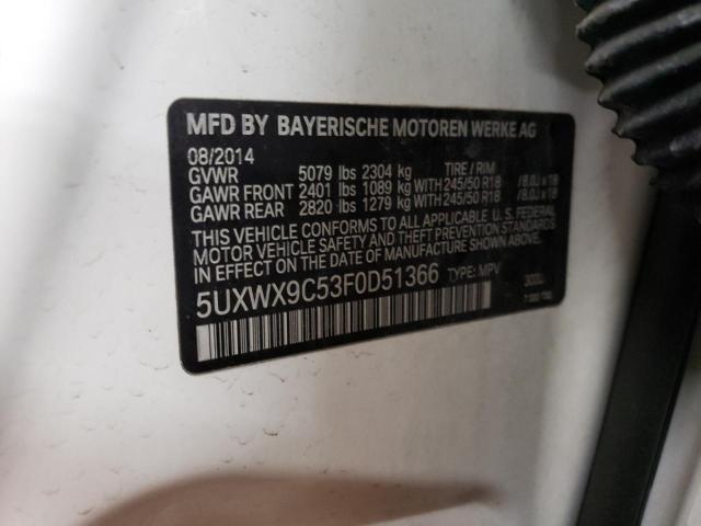 2015 BMW X3 xDrive28I VIN: 5UXWX9C53F0D51366 Lot: 55233214