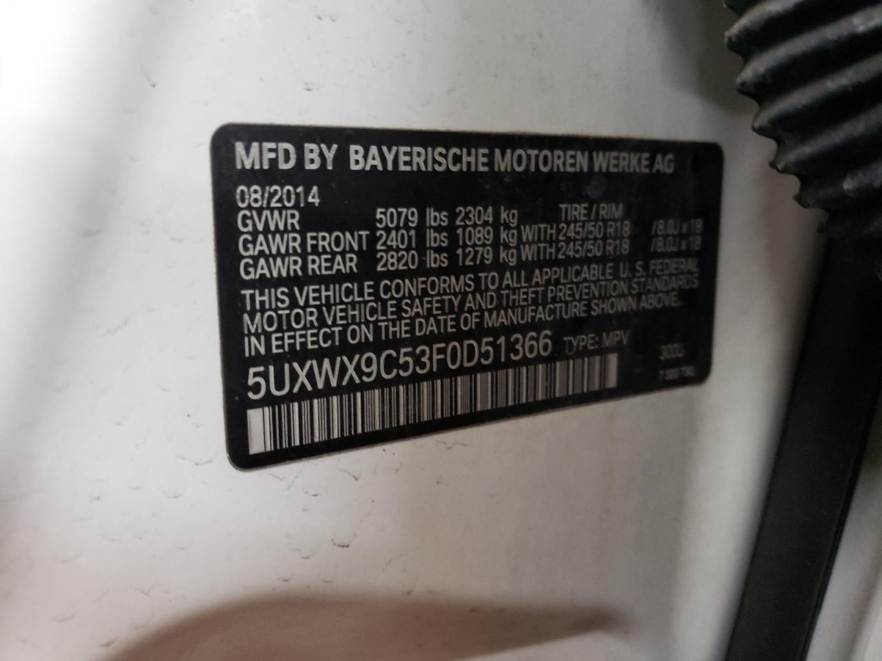 5UXWX9C53F0D51366 2015 BMW X3 xDrive28I