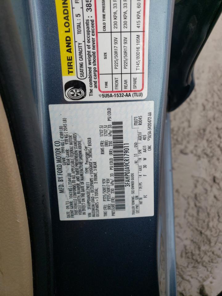 3FAHP0JA9CR179011 2012 Ford Fusion Sel
