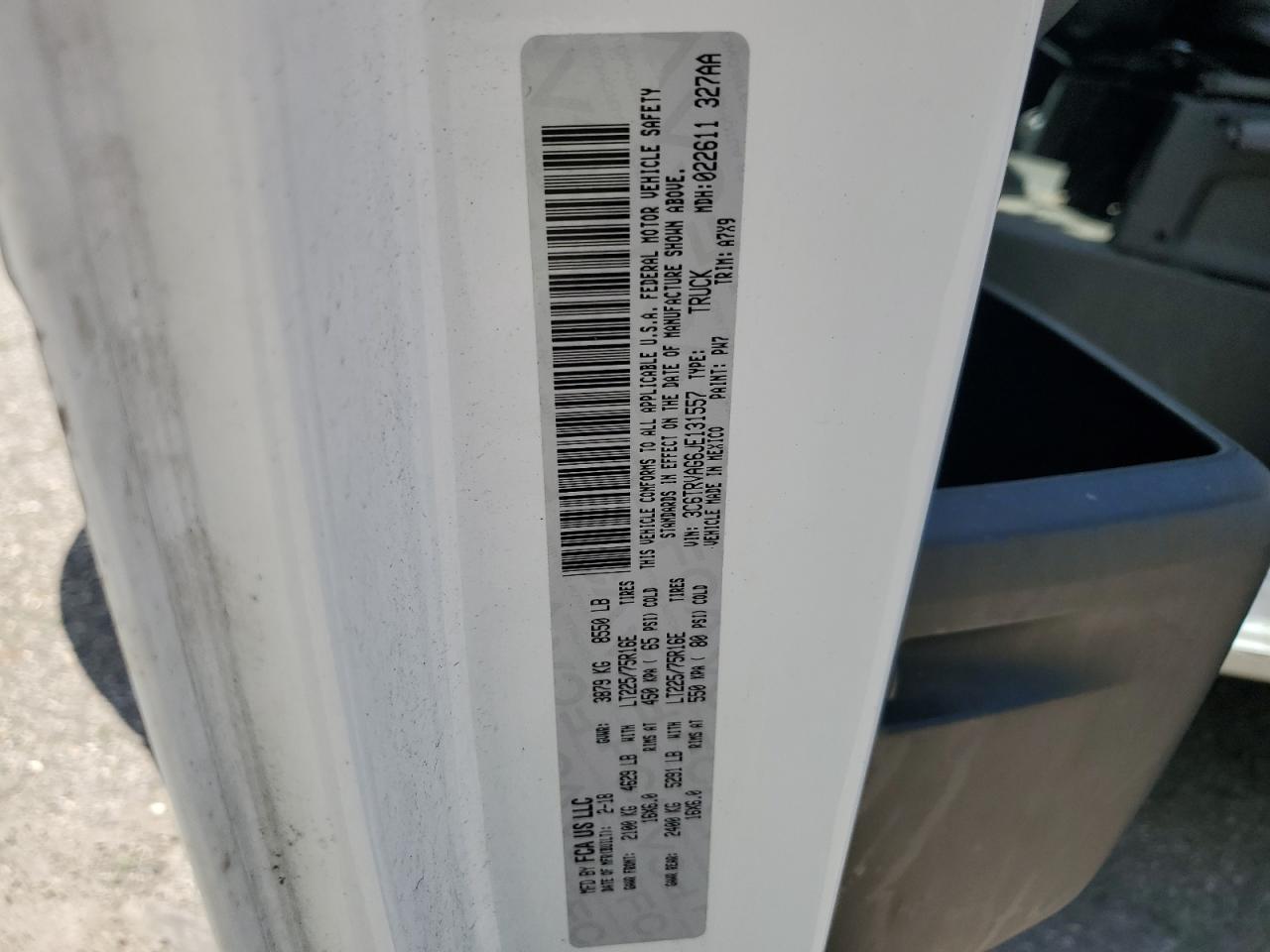 3C6TRVAG6JE131557 2018 Ram Promaster 1500 1500 Standard