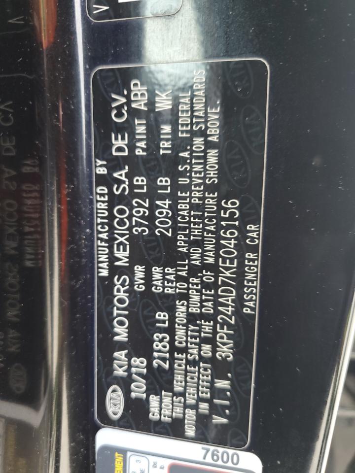 3KPF24AD7KE046156 2019 Kia Forte Fe