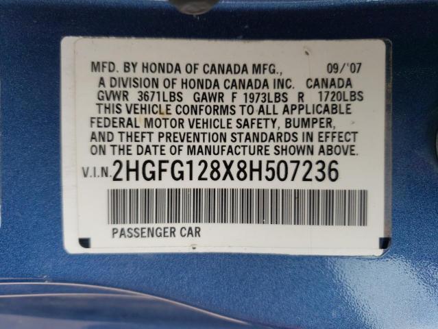 2008 Honda Civic Ex VIN: 2HGFG128X8H507236 Lot: 53147444