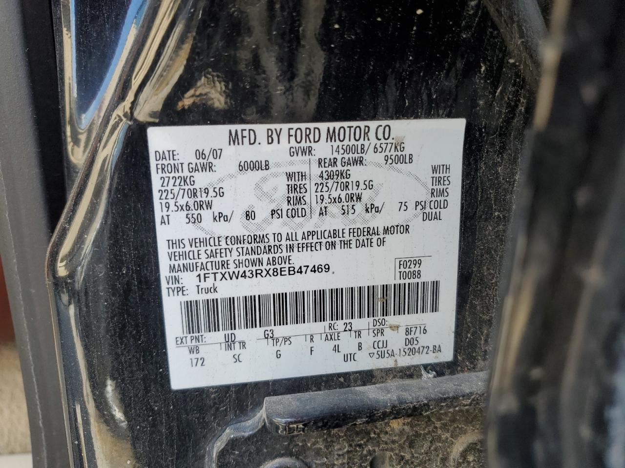 1FTXW43RX8EB47469 2008 Ford F450 Super Duty