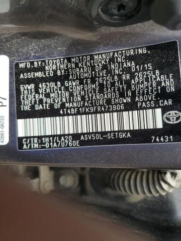 VIN 4T4BF1FK9FR473906 2015 Toyota Camry, LE no.12