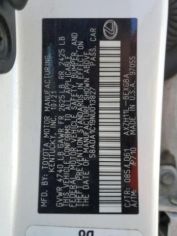 2022 Lexus Es 300H Base VIN: 58ADA1C19NU013827 Lot: 52664934