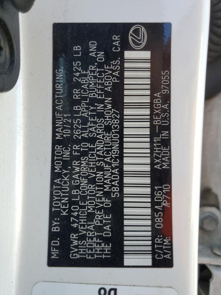 58ADA1C19NU013827 2022 Lexus Es 300H Base