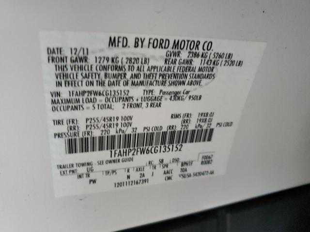 2012 Ford Taurus Limited VIN: 1FAHP2FW6CG135152 Lot: 56436844