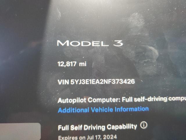 2022 Tesla Model 3 VIN: 5YJ3E1EA2NF373426 Lot: 54464514