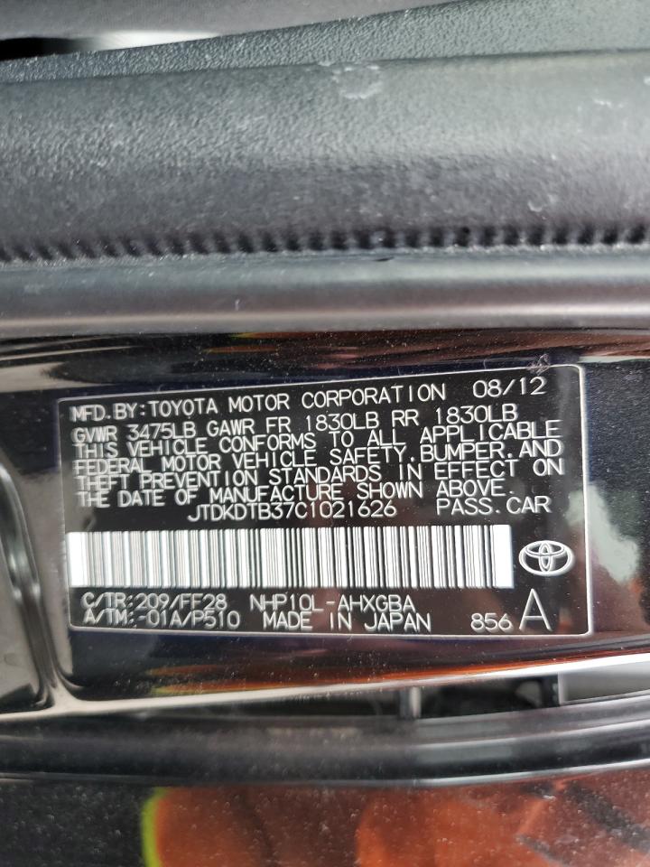 JTDKDTB37C1021626 2012 Toyota Prius C