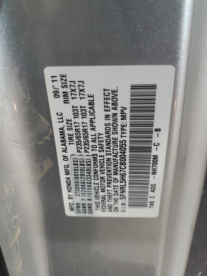 5FNRL5H67CB004055 2012 Honda Odyssey Exl