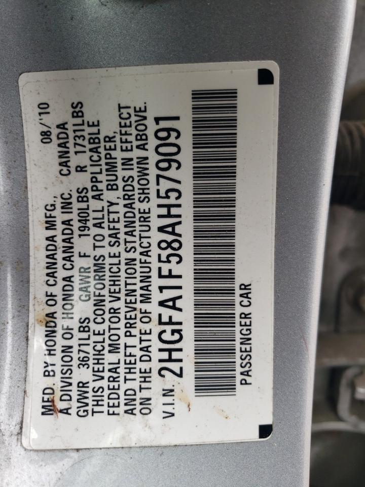 2HGFA1F58AH579091 2010 Honda Civic Lx