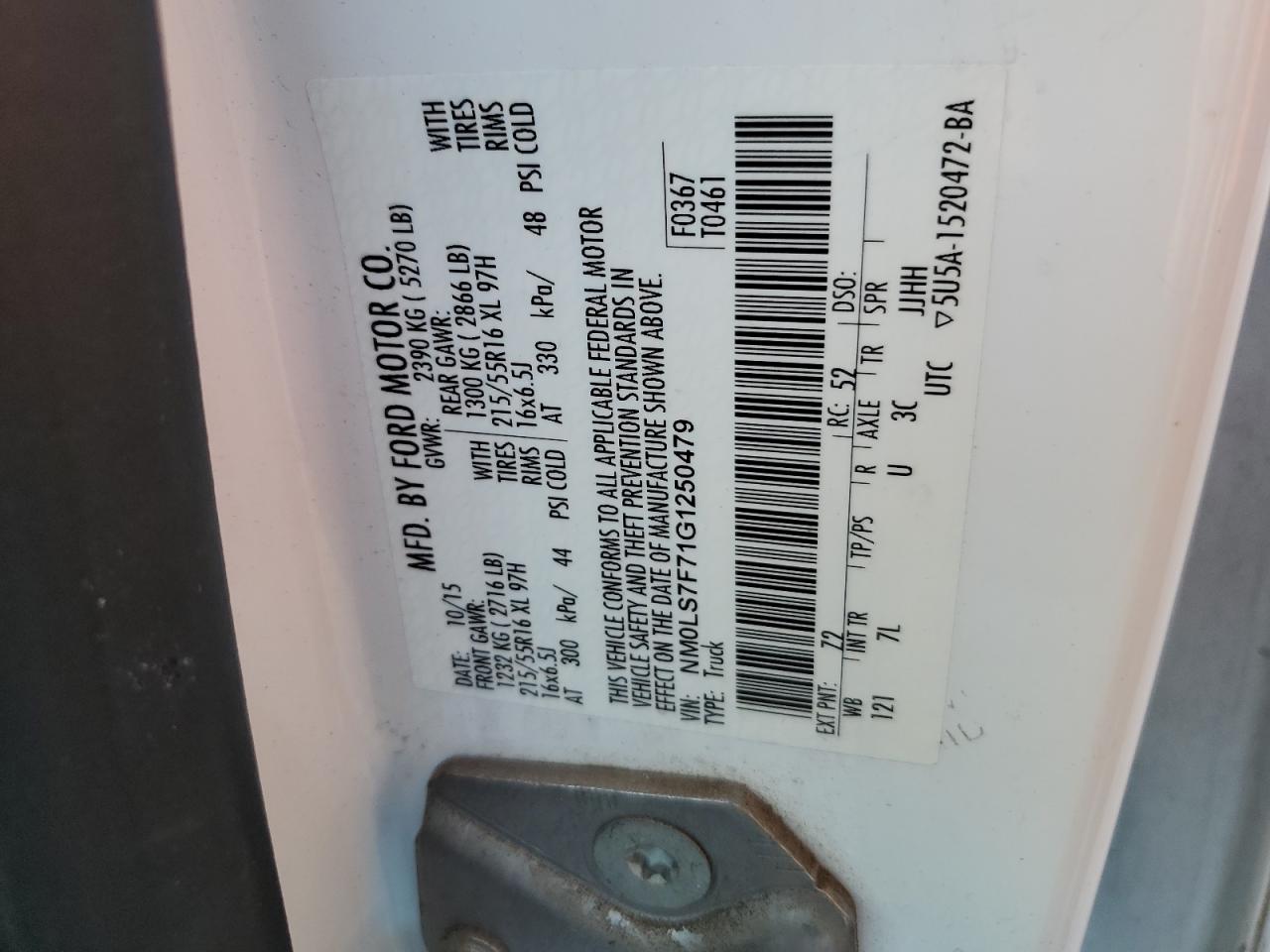 NM0LS7F71G1250479 2016 Ford Transit Connect Xlt