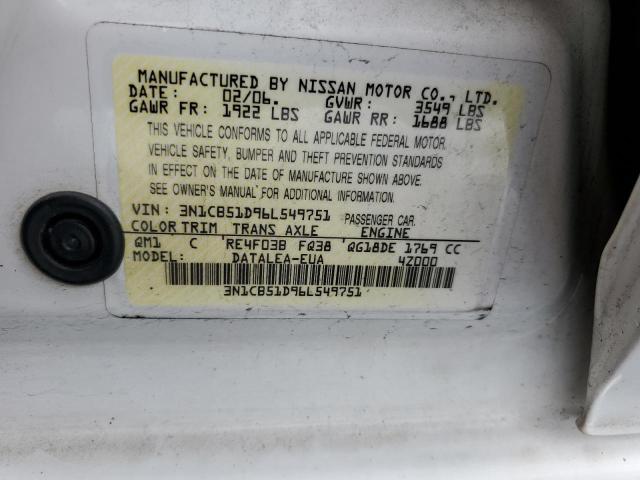 2006 Nissan Sentra 1.8 VIN: 3N1CB51D96L549751 Lot: 55384994