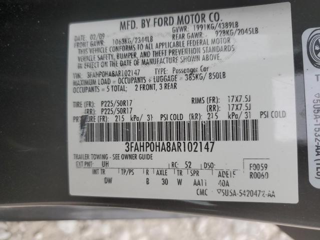 2010 Ford Fusion Se VIN: 3FAHP0HA8AR102147 Lot: 53927894