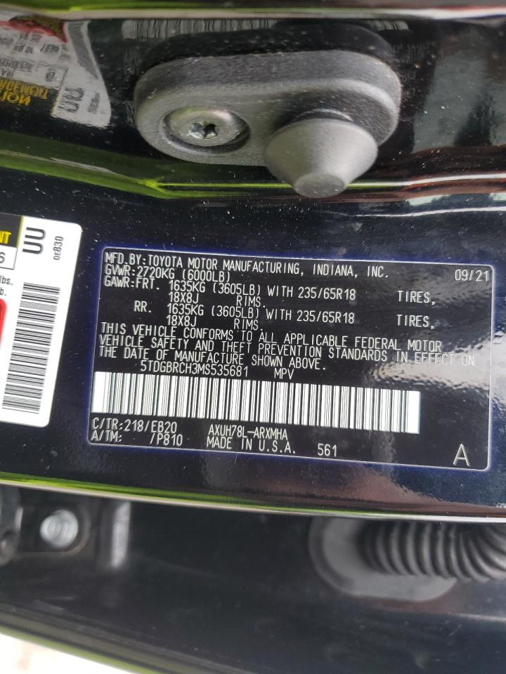 5TDGBRCH3MS535681 2021 Toyota Highlander Hybrid Xle