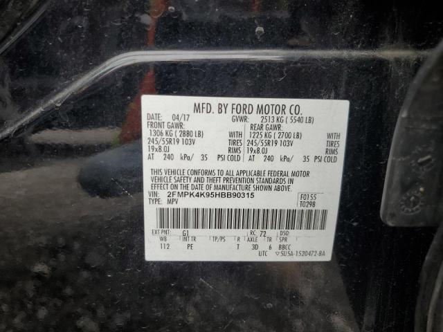 2017 Ford Edge Titanium VIN: 2FMPK4K95HBB90315 Lot: 55814854