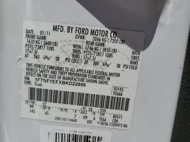 2011 Ford F150 VIN: 1FTNF1EFXBKD22899 Lot: 54323114