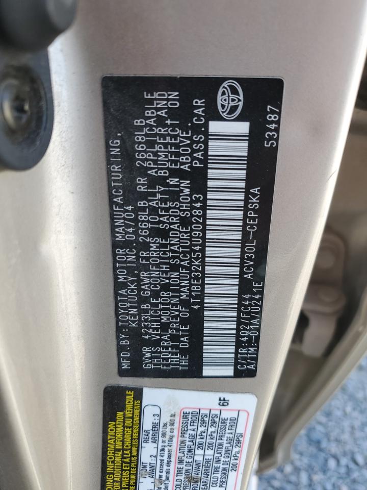 4T1BE32K54U902843 2004 Toyota Camry Le