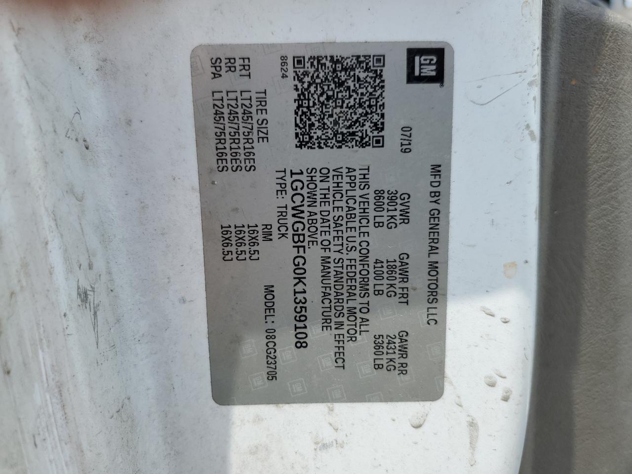 1GCWGBFG0K1359108 CHEVROLET EXPRESS 2019