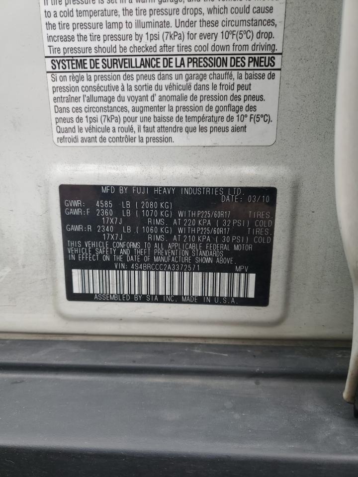 4S4BRCCC2A3372571 2010 Subaru Outback 2.5I Premium