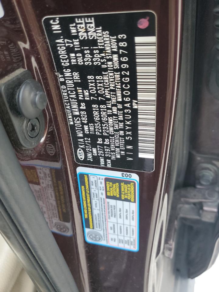 5XYKU3A60CG296783 2012 Kia Sorento Ex