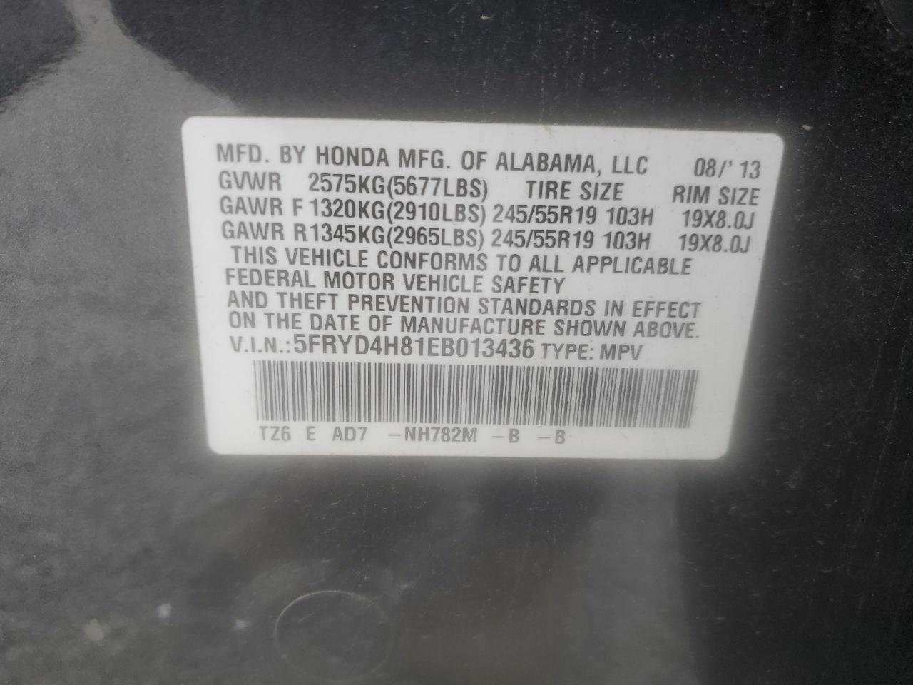 5FRYD4H81EB013436 2014 Acura Mdx Advance