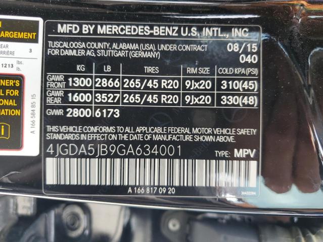 2016 Mercedes-Benz Gle 350 VIN: 4JGDA5JB9GA634001 Lot: 54928184