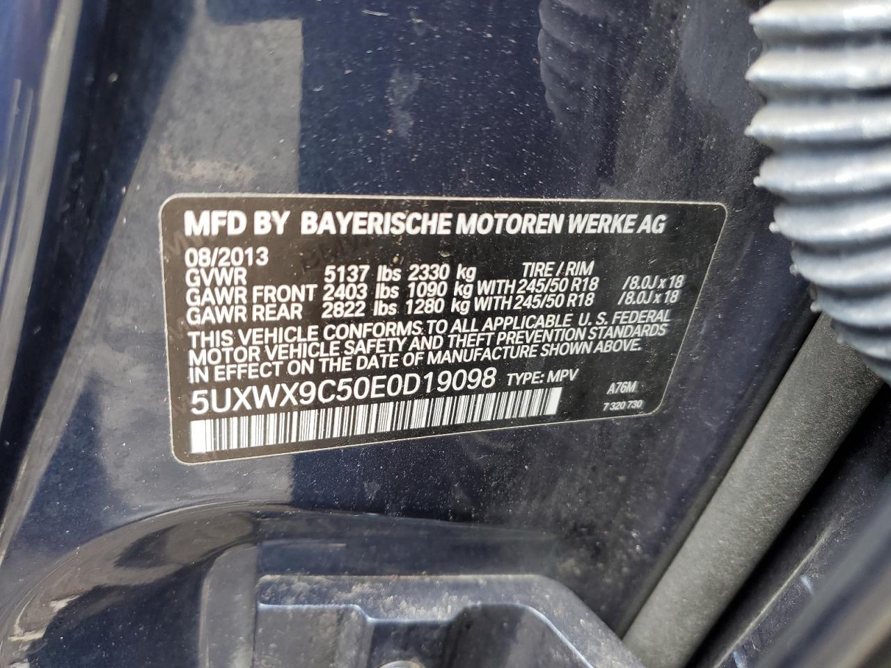 5UXWX9C50E0D19098 2014 BMW X3 xDrive28I