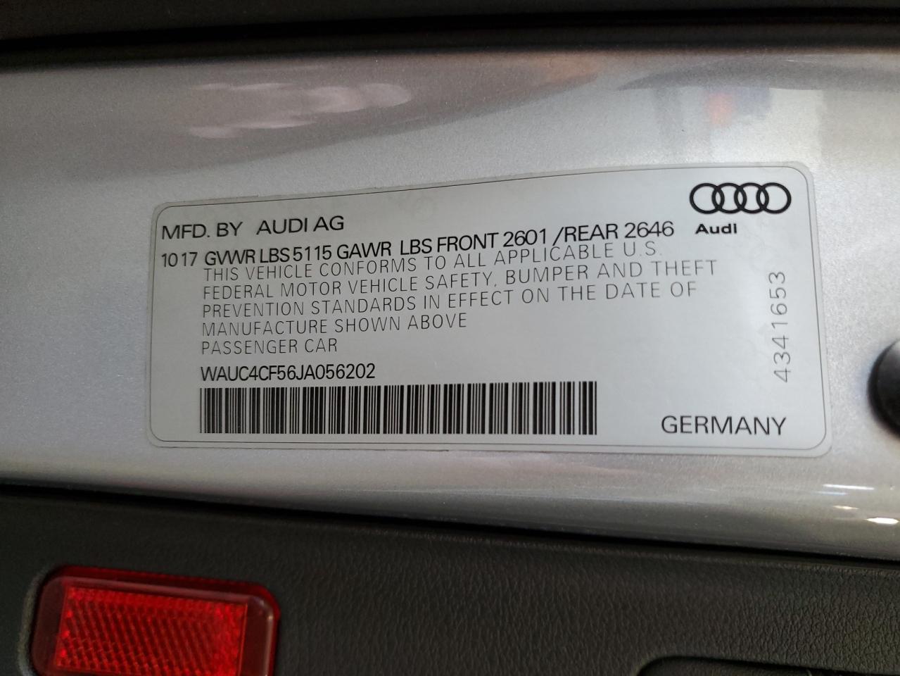 WAUC4CF56JA056202 2018 Audi S5 Prestige