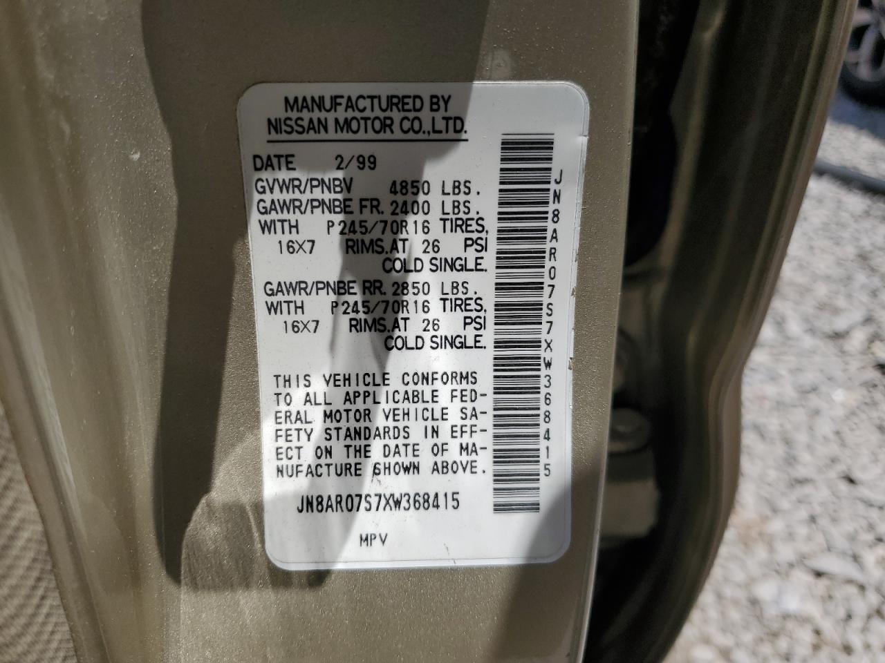 JN8AR07S7XW368415 1999 Nissan Pathfinder Le