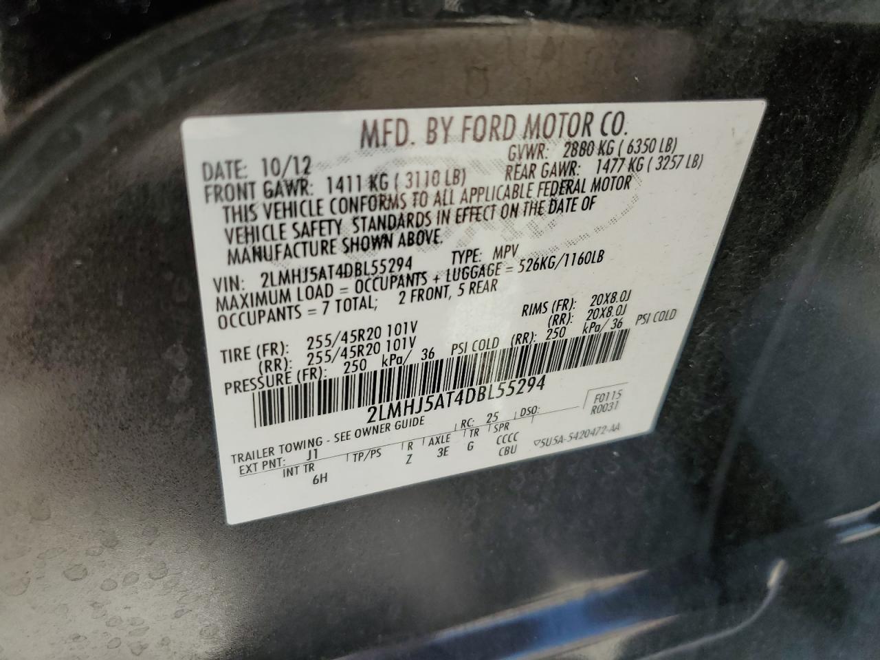 2LMHJ5AT4DBL55294 2013 Lincoln Mkt