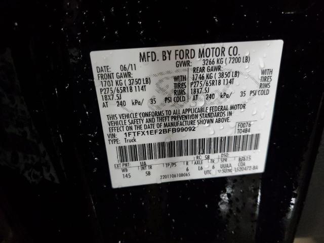 2011 Ford F150 Super Cab VIN: 1FTFX1EF2BFB99092 Lot: 55617584