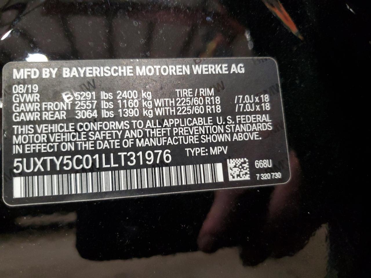 5UXTY5C01LLT31976 2020 BMW X3 xDrive30I