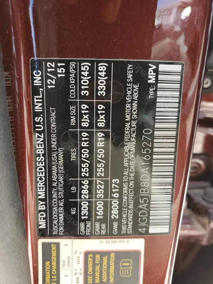 4JGDA5JB8DA165270 2013 Mercedes-Benz Ml 350