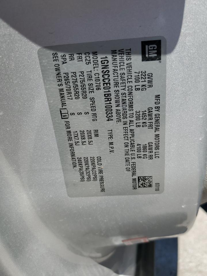 1GNSCCE01BR100334 2011 Chevrolet Tahoe C1500 Ltz