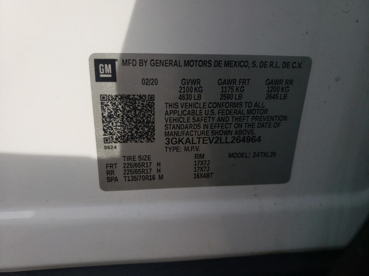 3GKALTEV2LL264964 2020 GMC Terrain Sle