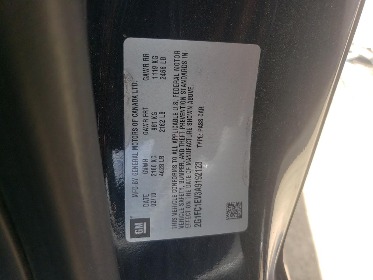 2G1FC1EV3A9192123 2010 Chevrolet Camaro Lt