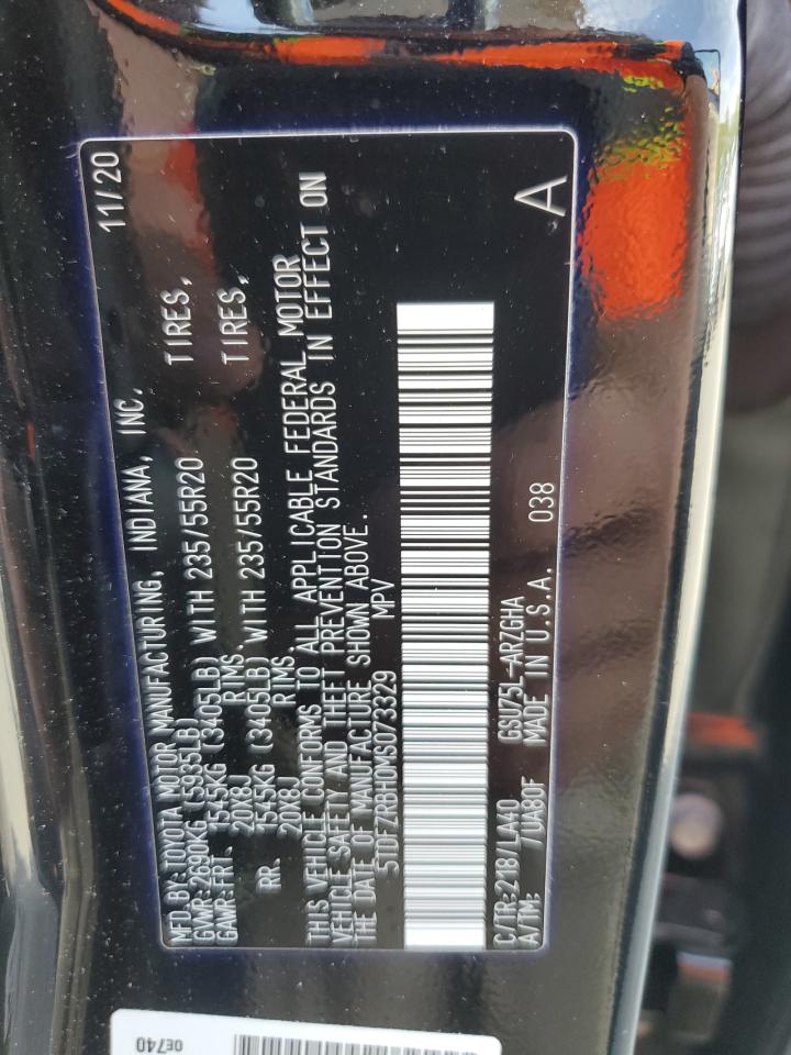 5TDFZRBH0MS073329 2021 Toyota Highlander Platinum